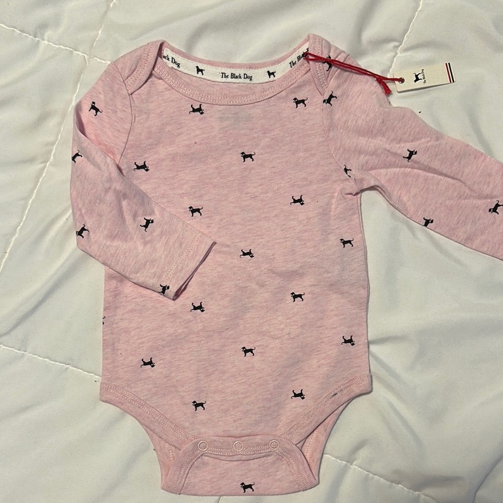The Black Dog Pink Baby Onesie